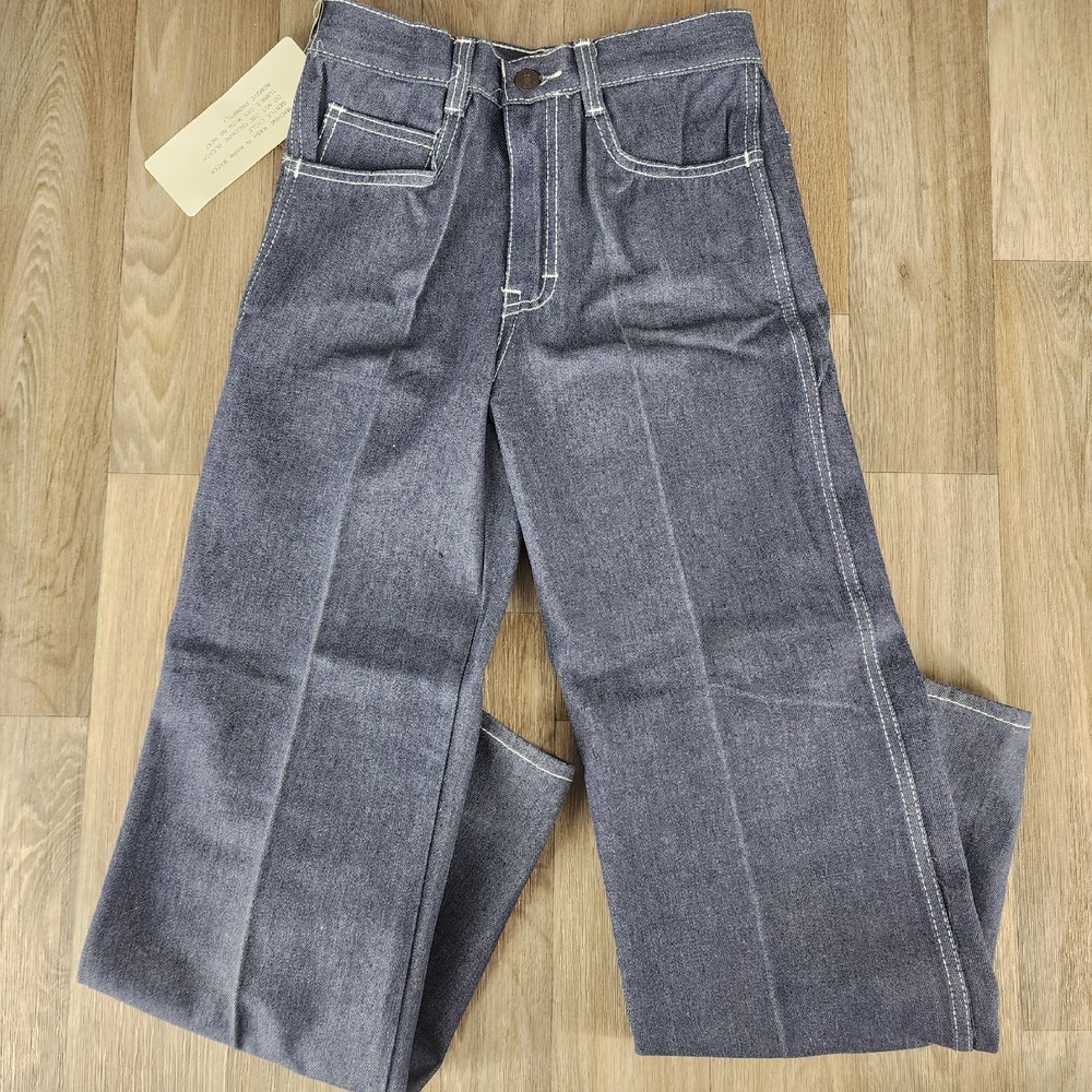 Du Val Jeans Vtg Wide Leg Denim Kids Size 12 Pants‎ Western Contrast Stitching